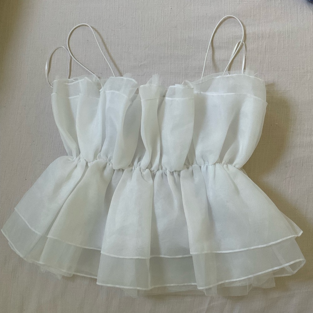 Elegant White Ruffled Top